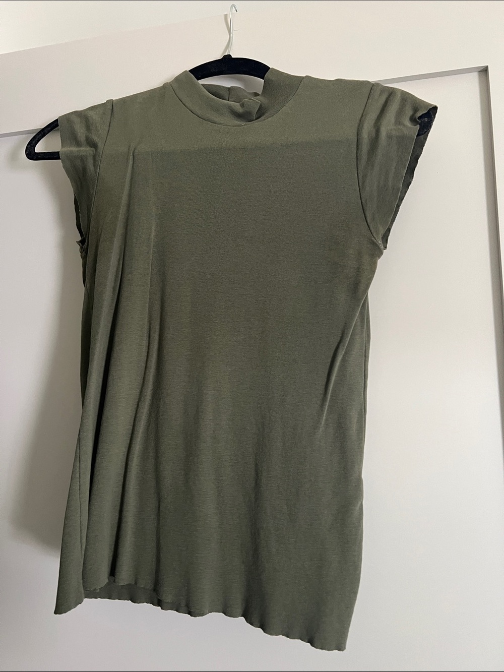 Zara Olive Green Mock Neck Cap-Sleeve Tank